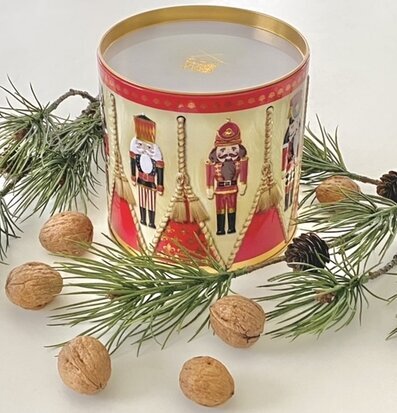 Plåtburk Nutcracker Drum från Bromma Kortförlag med julmotiv