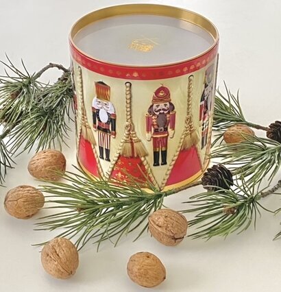 Plåtburk Nutcracker Drum från Bromma Kortförlag med julmotiv
