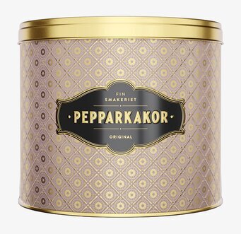 Bild av stilfull rosa plåtburk med pepparkakor