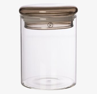 Bild av elegant förvaringsburk i glas med rökigt lock