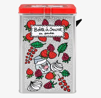 Plåtburk Sockerströare röd från Derriére la porte, färgglad