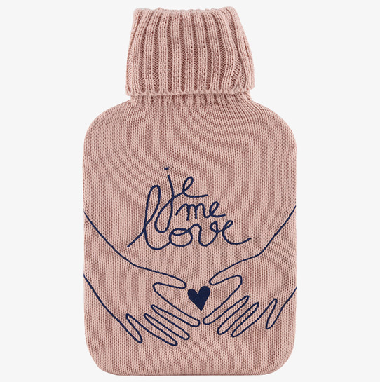 Värmeflaska Je Me Love från Derriére la porte i rosa fodral