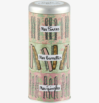 Plåtburk Hårspännen från Derriére la porte i pastellfärger