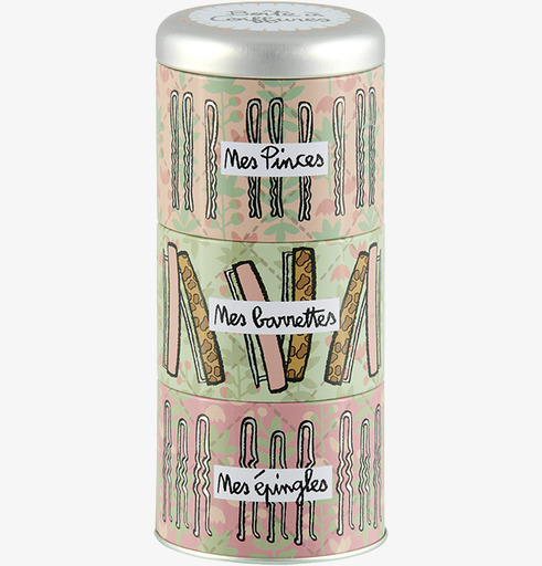 Plåtburk Hårspännen från Derriére la porte i pastellfärger