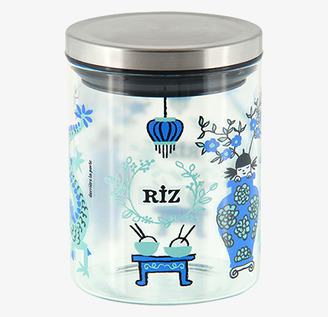 Glasburk Ris från Derriére la porte med blå och gröna motiv