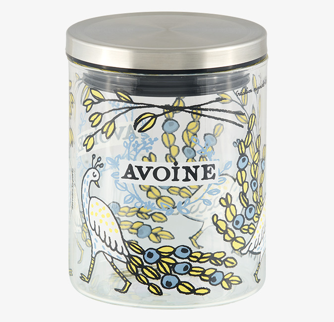 Glasburk Havregryn från Derriére la porte med illustrationer