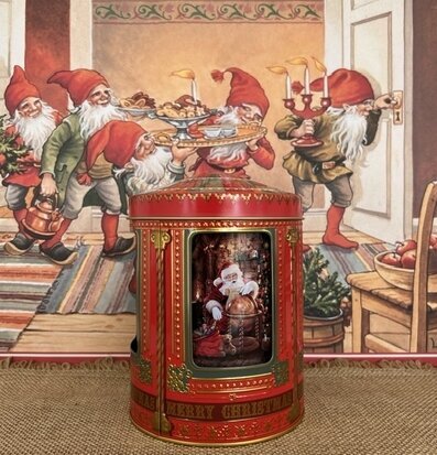 Plåtburk Speldosa Santa Liten från Bromma Kortförlag