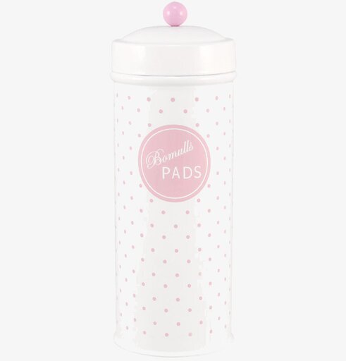 Plåtburk Gullan Pads från Strömshaga med rosa prickar