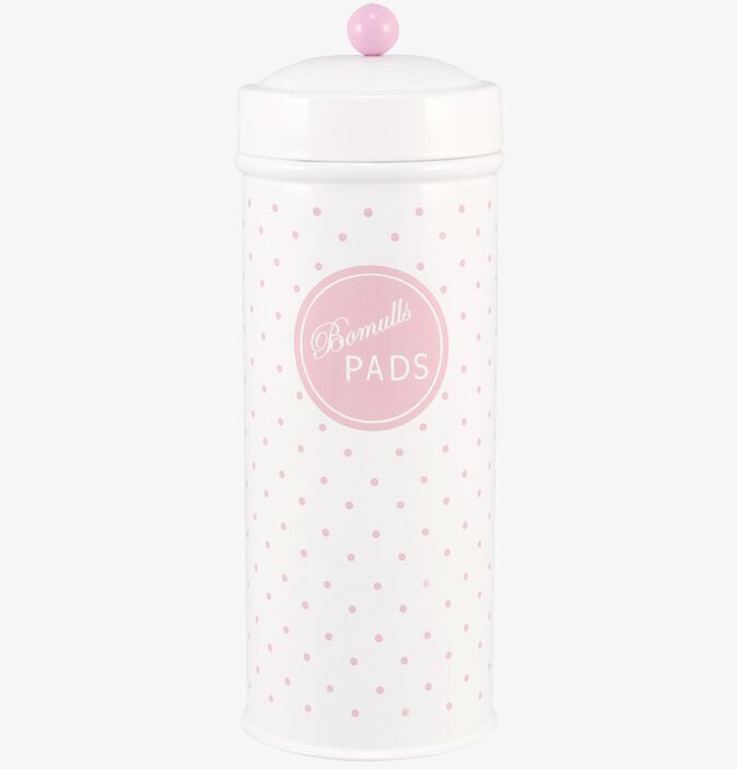 Plåtburk Gullan Pads från Strömshaga med rosa prickar