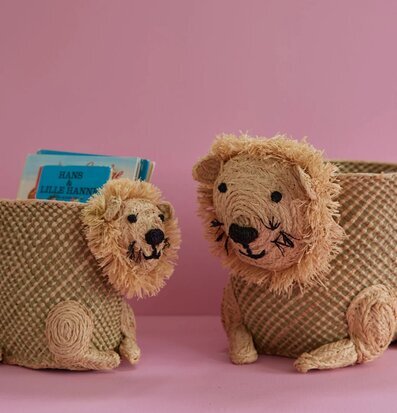 Bild av lekfulla lejonformade förvaringskorgar