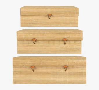 Bild av eleganta bambulådor med metallbygelstängning