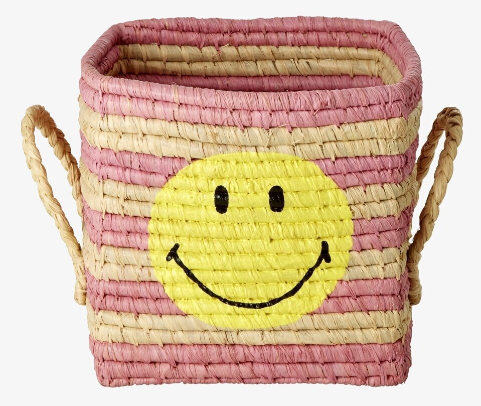 Förvaringskorg Raffia Multicolor Smiley från Rice