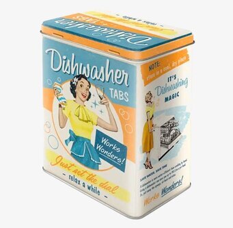 Plåtburk Disktabletter från Bromma Kortförlag i retrostil