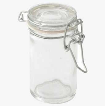 Foto av glasburk med patentlock och minimalistisk design