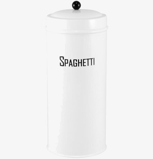 Plåtburk Svarte Petter Spaghetti från Strömshaga, vit