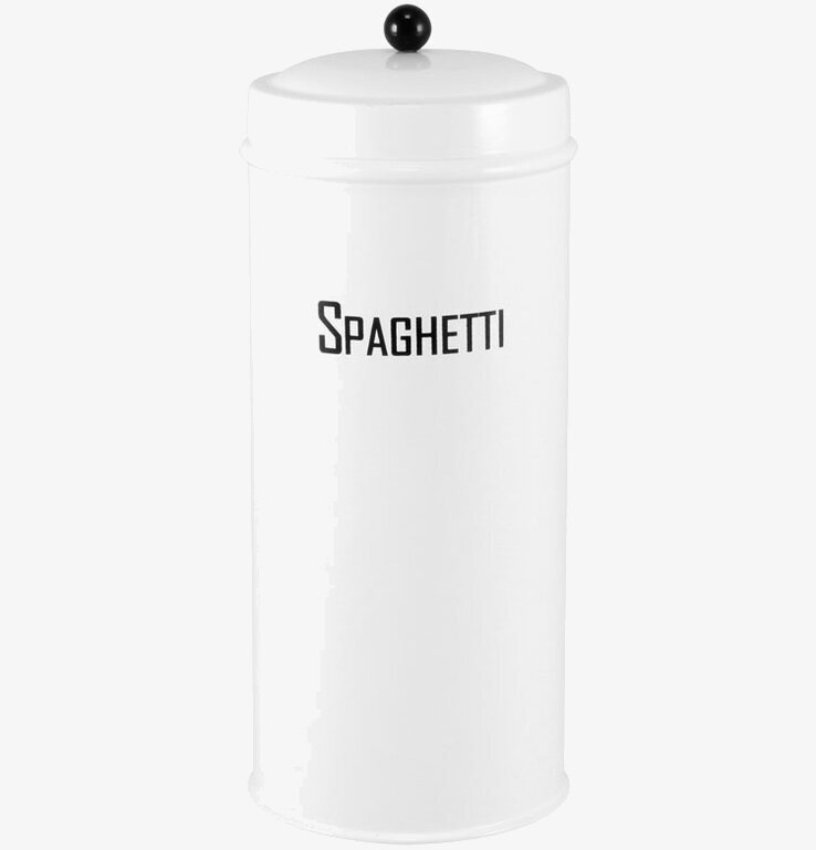 Plåtburk Svarte Petter Spaghetti från Strömshaga, vit