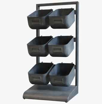 Bild av stilrent förvaringsställ med 6 metallådor
