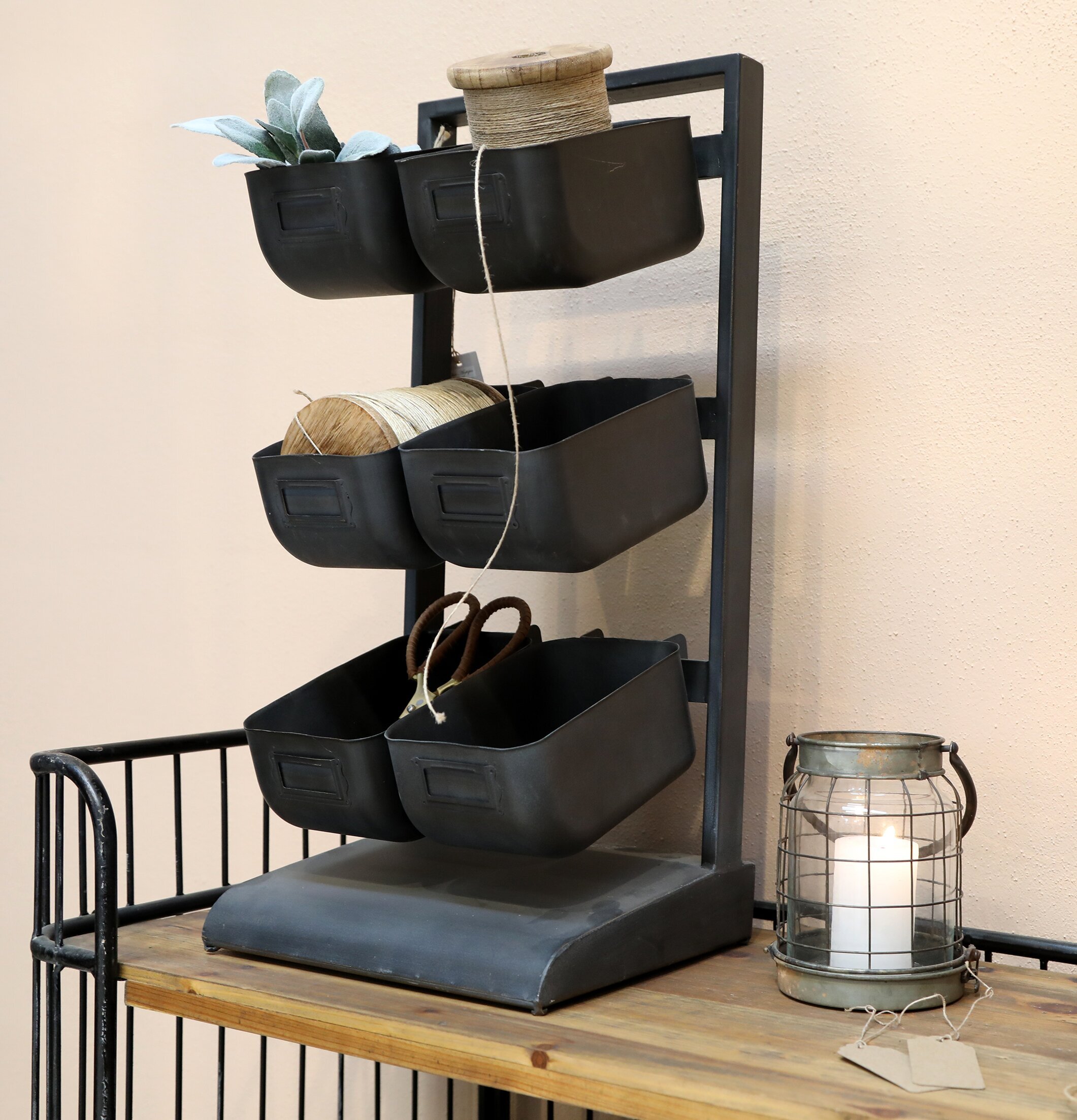 Förvaringsställ 6 lådor Svart/Grå från Chic Antique