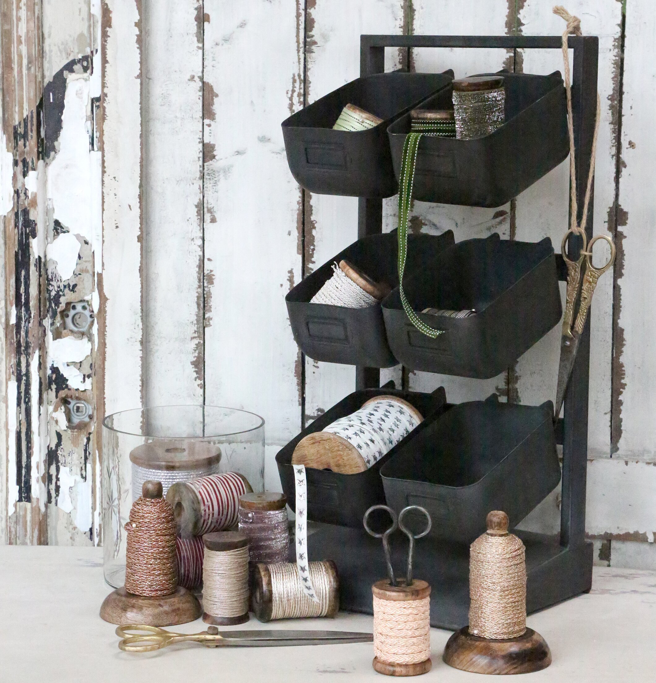 Förvaringsställ 6 lådor Svart/Grå från Chic Antique