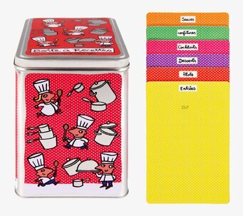 Plåtburk Recept röd från Derriére la porte med kockmotiv