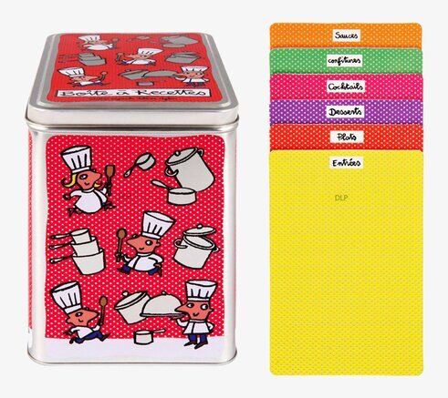 Plåtburk Recept röd från Derriére la porte med kockmotiv