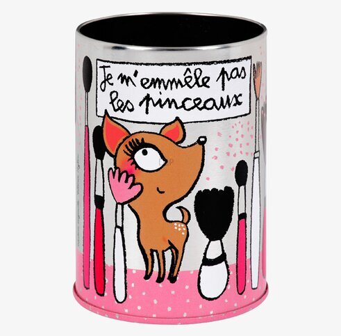 Plåtburk Sminkpenslar från Derriére la porte med hundmotiv