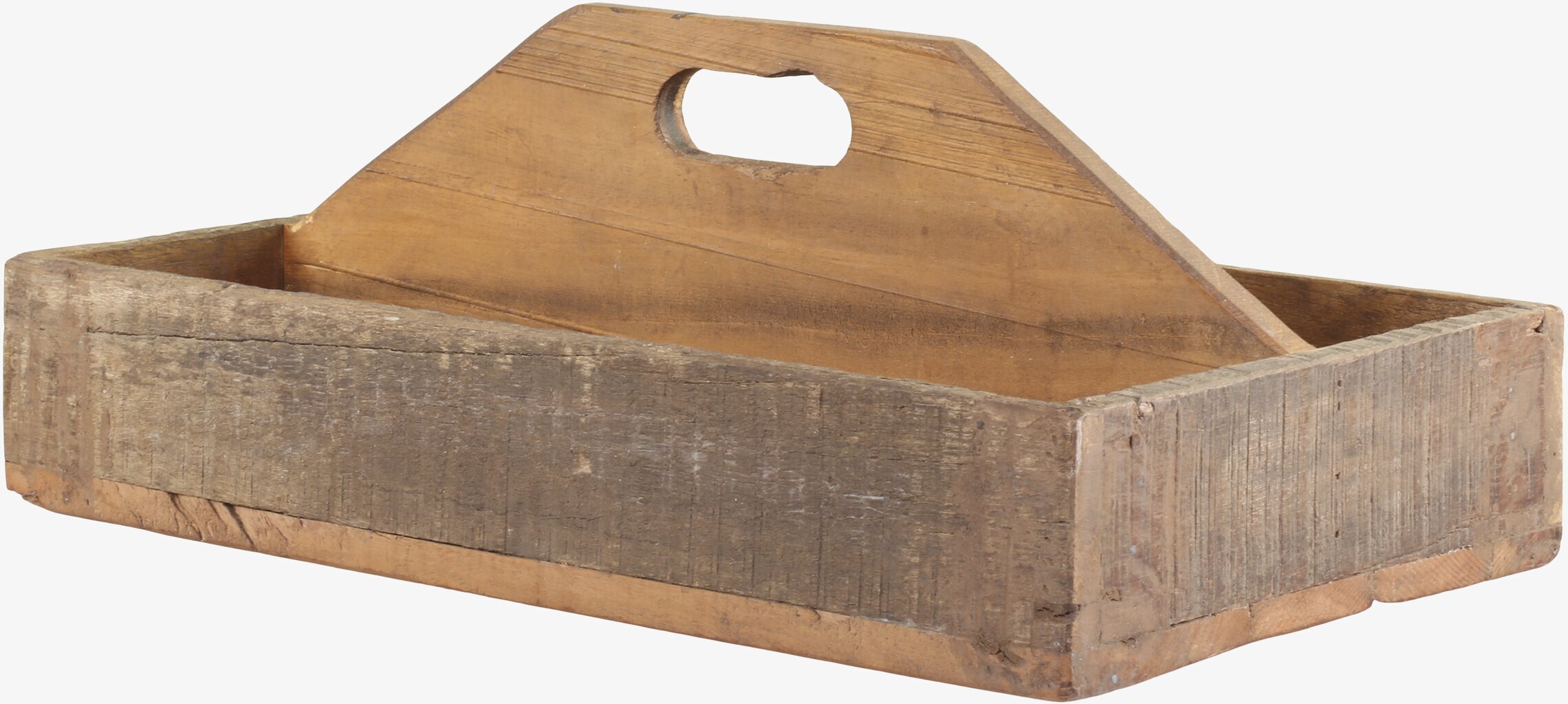 Foto av rustik trälåda med handtag och jordnära ton