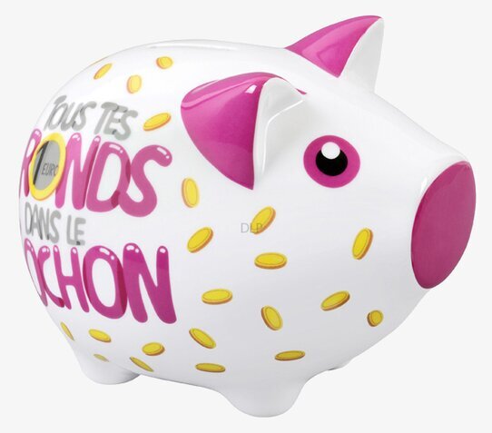 Bild av dekorativ och funktionell vit spargris i plåt