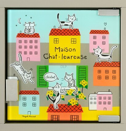 Nyckelskåp Katthus Grå från Derriére la porte med kattmotiv