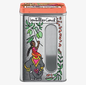 Plåtburk Linser från Derrière la porte med exotisk design