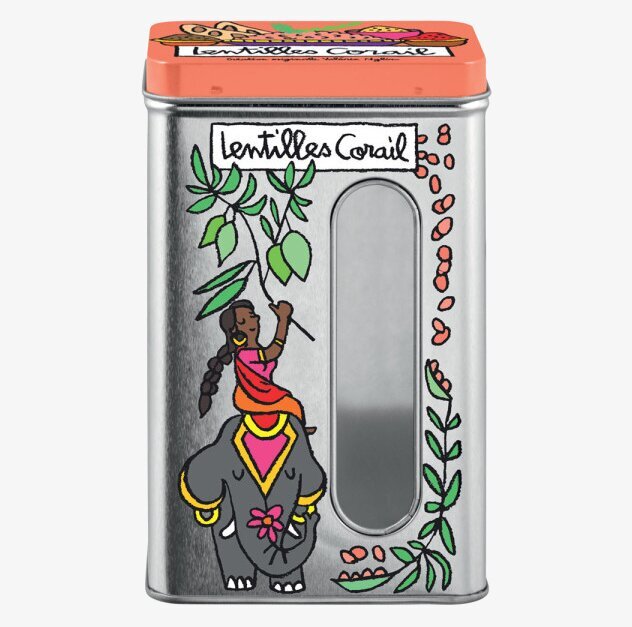 Plåtburk Linser från Derrière la porte med exotisk design