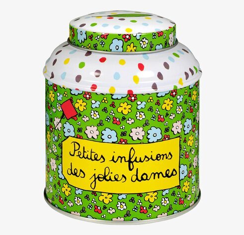 Plåtburk Te Blommor från Derriére la porte med blommönster