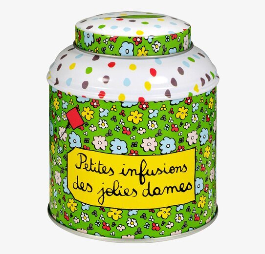 Plåtburk Te Blommor från Derriére la porte med blommönster