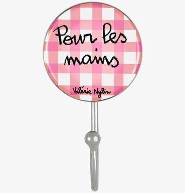 Kökskrok från Derriére la porte med rosa och vitt mönster