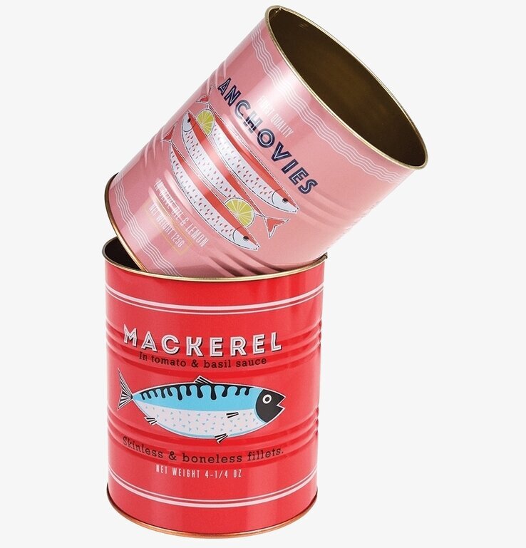 Plåtburk/Plåtkruka Fish från Bromma Kortförlag, retro stil