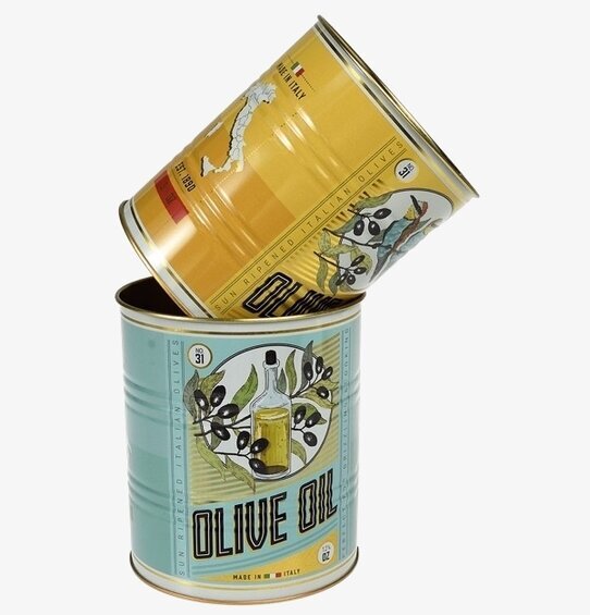 Plåtburk/Plåtkruka Olive Oil från Bromma Kortförlag