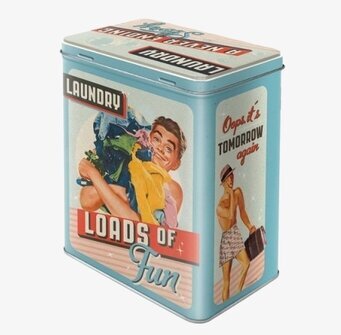 Plåtburk Tvättmedel #3 från Bromma Kortförlag i retro stil