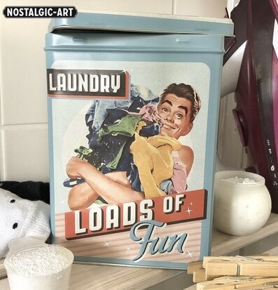 Plåtburk Tvättmedel #3 från Bromma Kortförlag i retrodesign