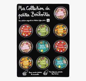 Bild av färgglada plåtburkar med unik design och stil