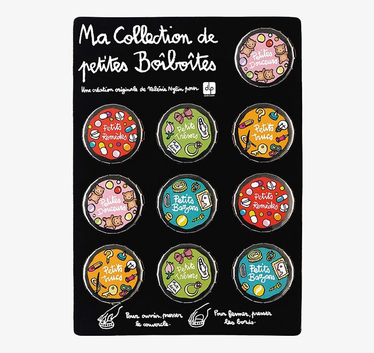 Bild av färgglada plåtburkar med unik design och stil