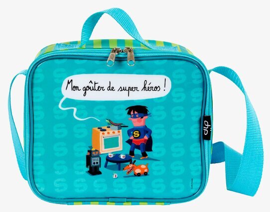 Bild av färgglad lunchväska med superhjälte-design