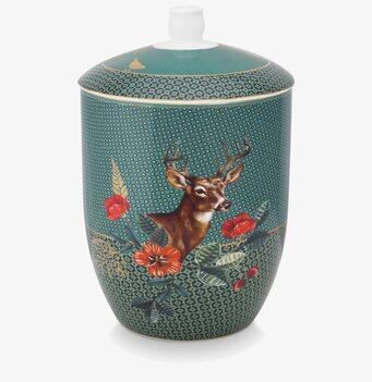 Bild av elegant porslinsburk med naturinspirerad design