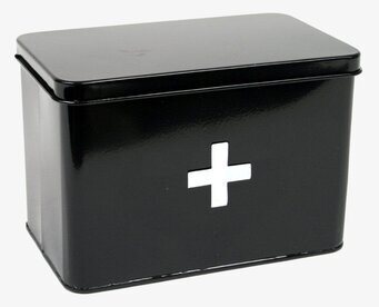 Bild av stilren och funktionell medicinlåda i svart