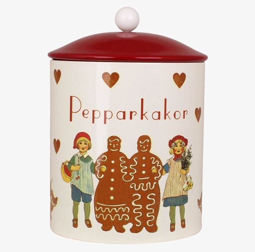 Plåtburk Aina Pepparkakor från Strömshaga med julmotiv