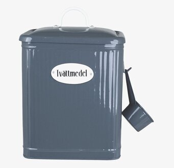 Plåtburk Hugo Tvättmedel Blå från Strömshaga i tvättstuga