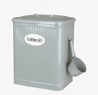 Plåtburk Hugo Tvättmedel Grön från Strömshaga med skopa