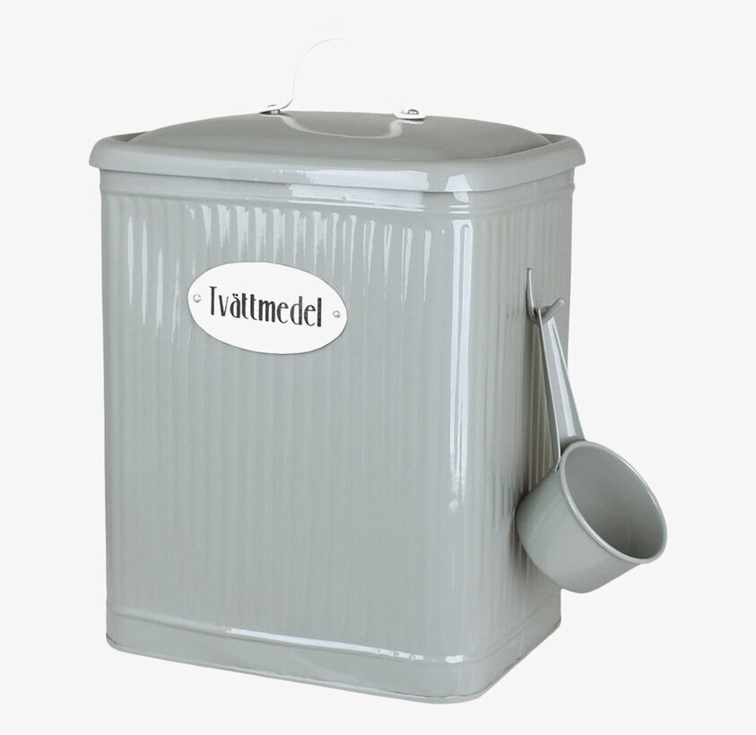 Plåtburk Hugo Tvättmedel Grön från Strömshaga med skopa
