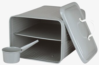 Plåtburk Hugo Tvättmedel Grön från Strömshaga, öppen insida