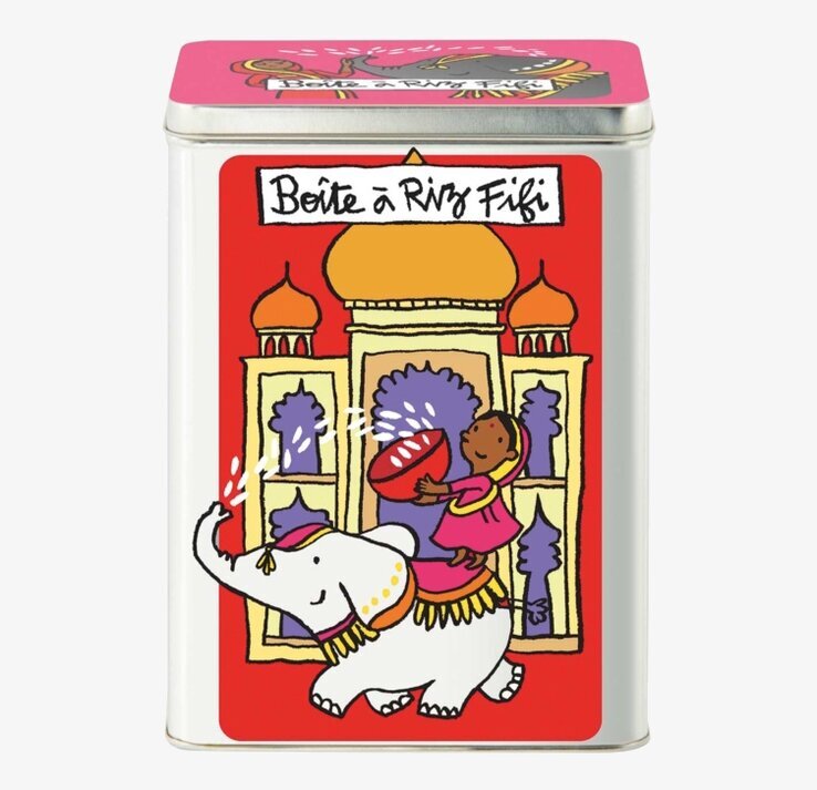 Plåtburk Ris från Derriére la porte med färgglad design