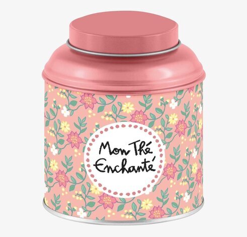Plåtburk Te Rosa från Derriére la porte med blommönster